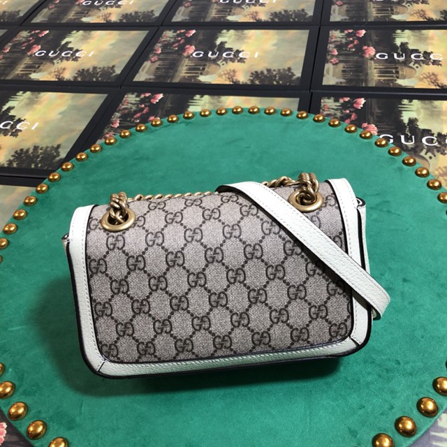 Gucci經典款女包 446744 古馳GG Marmont系列絎縫斜挎包 Gucci白色pvc鏈條女包  gqy1841